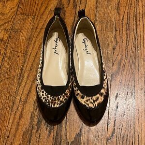 Spiegel Black and Leopard Print Flats